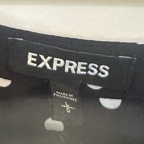 Express Black and White Polka Dot Blouse with Ruffle Sleeves in Women’s Large - Picture 6 of 7